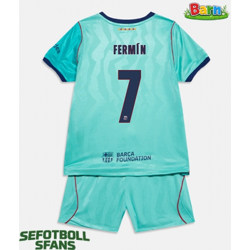 Barcelona Fermin Lopez #7 Tredjeställ Barn 2026-27 Kortärmad (+ Korta byxor)